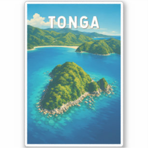 Adesivo Ilustração de viagem de Tonga Arte Vintage