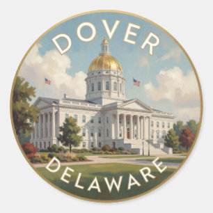 Adesivo Ilustração de Viagem do Capitólio de Dover Delawar