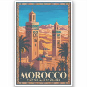 Adesivo Ilustração de viagem do deserto de Marrocos Arte V