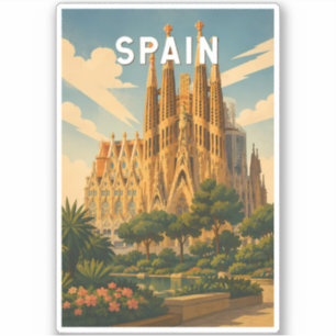 Adesivo Ilustração de Viagem Espanha Arte Vintage