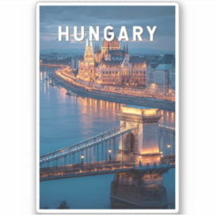 Adesivo Ilustração de viagem vintage da Hungria