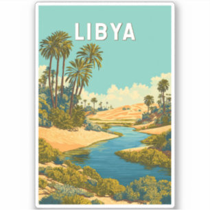 Adesivo Ilustração de viagem vintage da Líbia