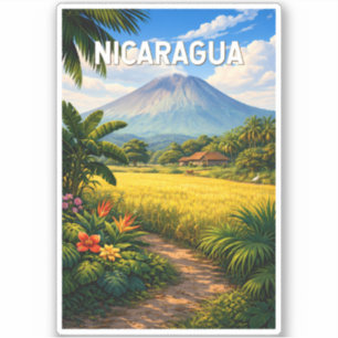 Adesivo Ilustração de viagem vintage da Nicarágua