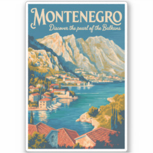 Adesivo Ilustração de viagem vintage dos Balcãs de Montene