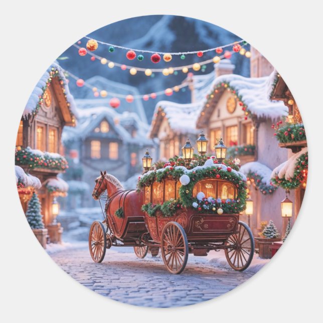 Adesivo Ilustração de vila de Natal (Frente)