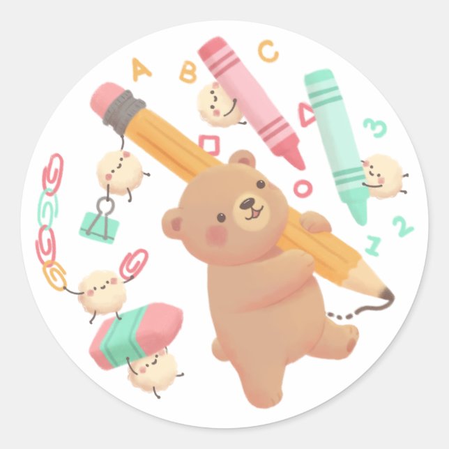 Adesivo Ilustração de Volta às Aulas do Teddy (Frente)