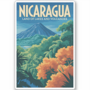 Adesivo Ilustração de Vulcão da Nicarágua Arte de Viagem V