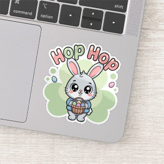 Adesivo Ilustração do adorável coelho de Páscoa Kawaii Hop