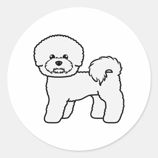 Adesivo Ilustração do Cão de Cartoon de Bichon Frise (Frente)