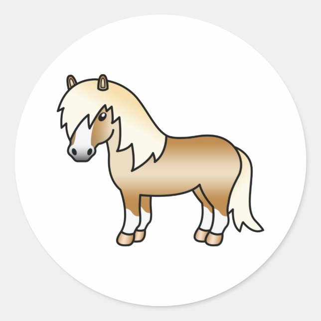 Adesivo Ilustração do Cartoon Palomino Shetland Pony Cute (Frente)