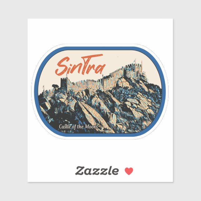 Adesivo Ilustração do castelo Sintra Moors Portugal (Folha)