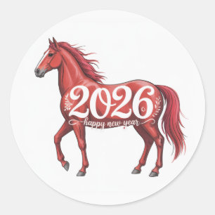Adesivo Ilustração do Cavalo Vermelho da Placa Feliz ano n