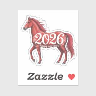 Adesivo Ilustração do Cavalo Vermelho do feliz ano novo 20