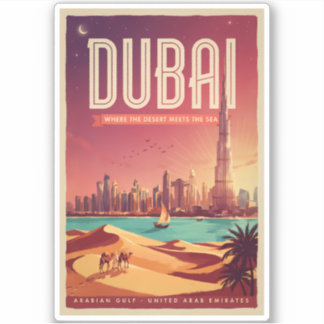 Adesivo Ilustração do céu noturno de Dubai UAE Arte de Via