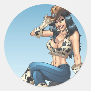 Adesivo Ilustração Do Chapéu Da Cowboy Dando Uma Vaca