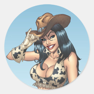 Adesivo Ilustração Do Chapéu Da Cowboy Dando Uma Vaca