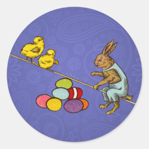 Adesivo Ilustração do coelho de Páscoa chocando ovos