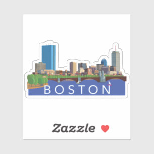 Adesivo Ilustração do Computador Skyline Back Bay em Bos