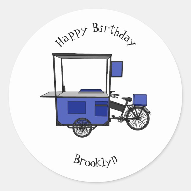 Adesivo ilustração do desenho do carrinho de comida (Frente)