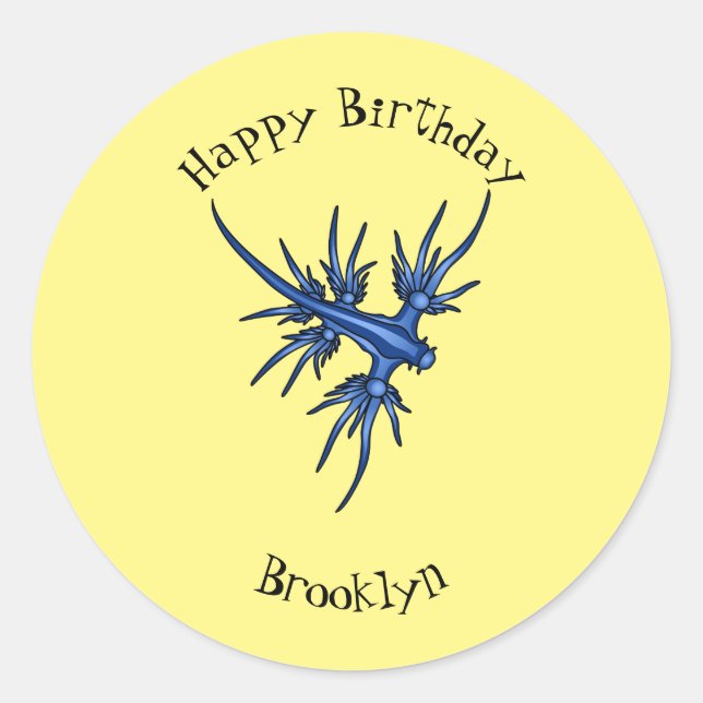 Adesivo Ilustração do dragão azul de lesma marinha (Frente)