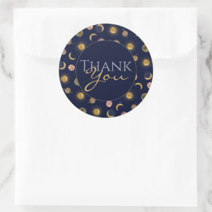 Adesivo Ilustração do Espaço da Lua Solar Dourada Azul