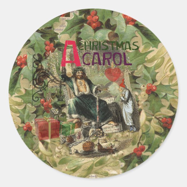 Adesivo Ilustração do Espírito do Natal Presente Scrooge (Frente)