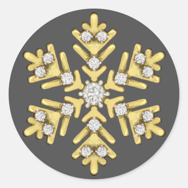 Adesivo ilustração do floco de neve de diamante dourado (Frente)