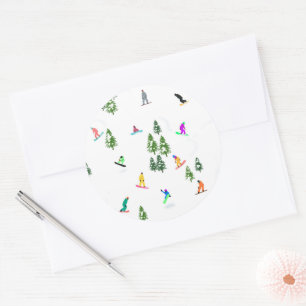 Adesivo Ilustração do Freeride Snowboarder Snowboard