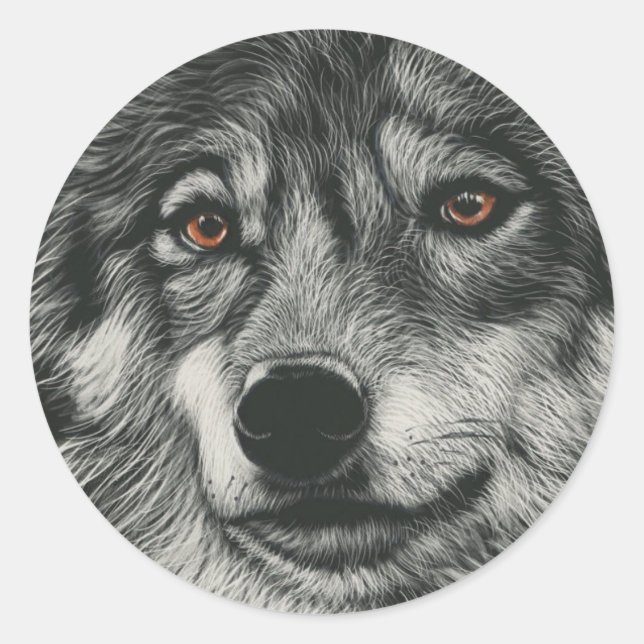 Adesivo Ilustração do lobo preto e branco (Frente)