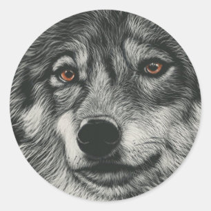 Adesivo Ilustração do lobo preto e branco