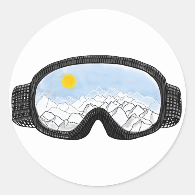 Adesivo Ilustração do Modo Montanha Ski Goggles (Frente)