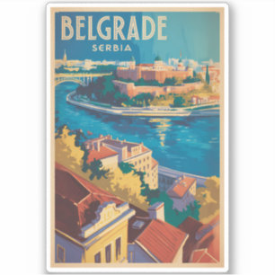 Adesivo Ilustração do Rio Belgrado Sérvia Arte de Viagem