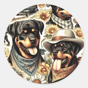 Adesivo Ilustração do Rottweiler Sem Costura Vintage