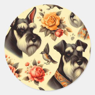 Adesivo Ilustração do Schnauzer Cute Retro