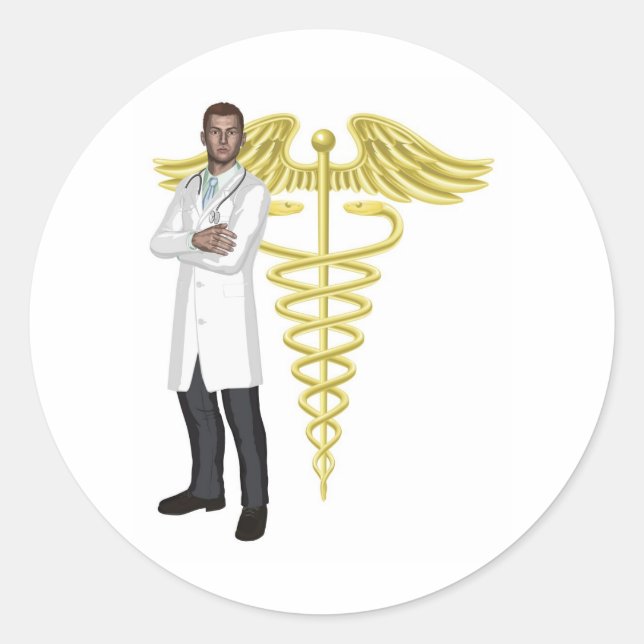 Adesivo Ilustração do símbolo Doutor e caduceus (Frente)