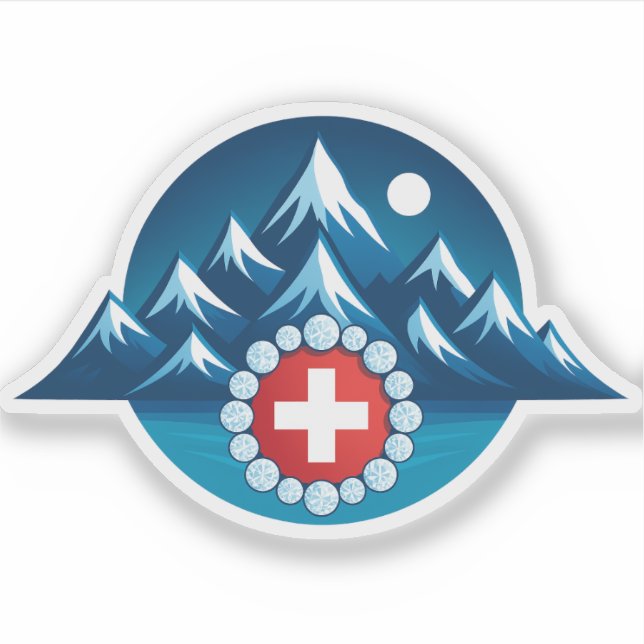 Adesivo Ilustração dos Alpes Suíços (Frente)