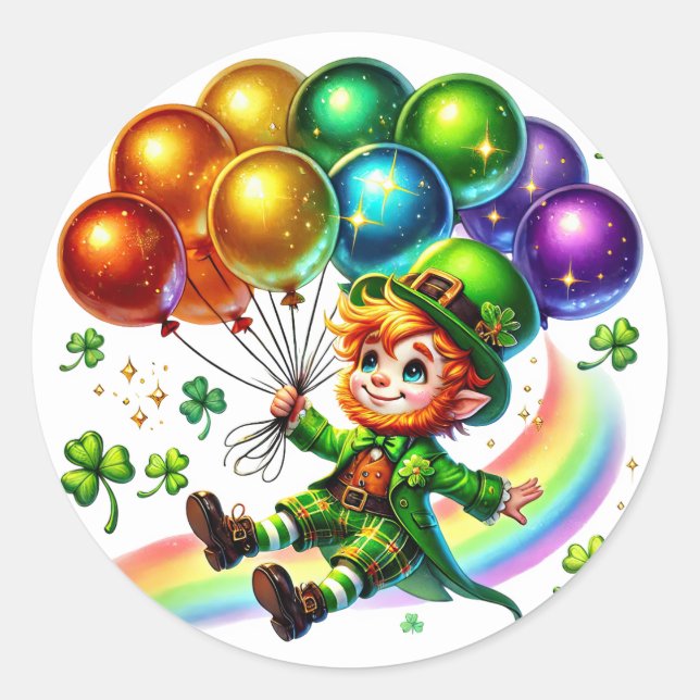 Adesivo Ilustração dos Balões de Leprechaun Verdes na Irla (Frente)