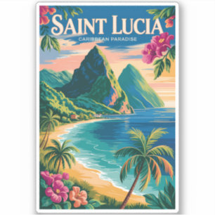 Adesivo Ilustração dos Pitons de Santa Lúcia Arte de Viage