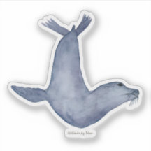 Ilustração em aquarela com selo azul