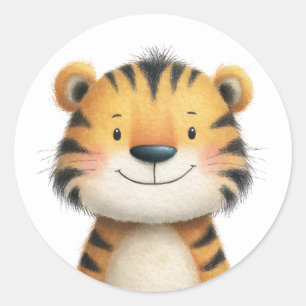 Adesivo Ilustração em Aquarela de Filhote de Tigre Fofo Mi