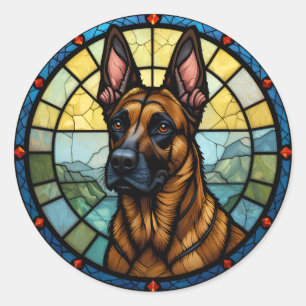 Adesivo Ilustração em Estilo de Vitral do Malinois Belga