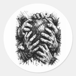 Adesivo Ilustração em Tinta de Arte Sombria de Mãos que Ag