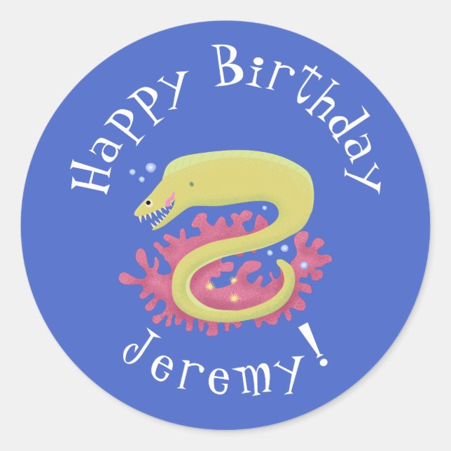 Adesivo Ilustração engraçada de desenho animado de enguia  (Frente)