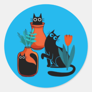 Adesivo Ilustração engraçada de desenho animado de gatos g