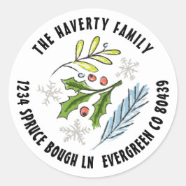 Adesivo Ilustração Esboçada Blue Spruce Férias de Inverno