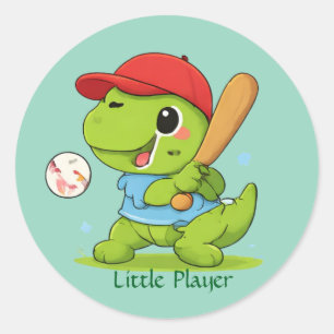 Adesivo Ilustração Esportiva de Dinossauro de Beisebol T-R