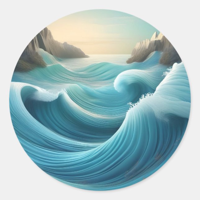 Adesivo Ilustração estilizada, ondas zangadas. (Frente)