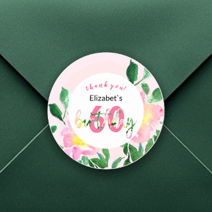 Adesivo Ilustração Exótica de Aquarela Floral Cor-de-Rosa-