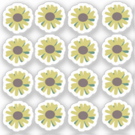 Adesivo Ilustração Floral Botânica de Botões de Girassol