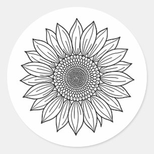 Adesivo Ilustração Floral de Girassol em Linha